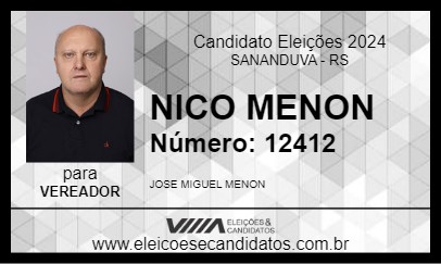 Candidato NICO MENON 2024 - SANANDUVA - Eleições