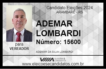 Candidato ADEMAR LOMBARDI 2024 - ARAMBARÉ - Eleições