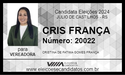 Candidato CRIS FRANÇA 2024 - JÚLIO DE CASTILHOS - Eleições