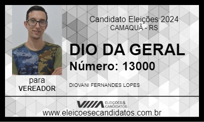 Candidato DIOVANE LOPES 2024 - CAMAQUÃ - Eleições