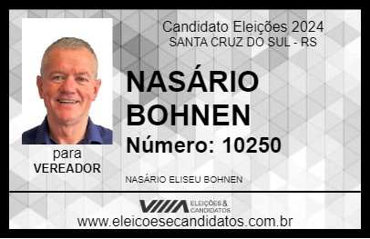 Candidato NASÁRIO BOHNEN 2024 - SANTA CRUZ DO SUL - Eleições