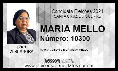 Candidato MARIA MELLO 2024 - SANTA CRUZ DO SUL - Eleições