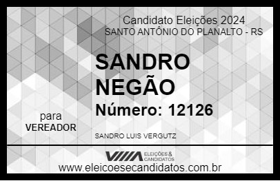 Candidato SANDRO NEGÃO 2024 - SANTO ANTÔNIO DO PLANALTO - Eleições