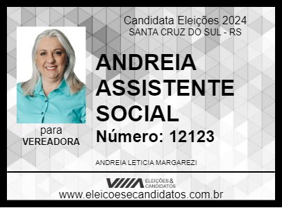 Candidato ANDREIA ASSISTENTE SOCIAL 2024 - SANTA CRUZ DO SUL - Eleições