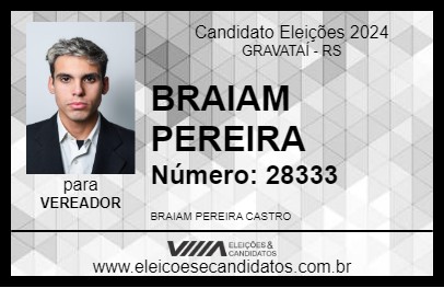 Candidato BRAIAM PEREIRA 2024 - GRAVATAÍ - Eleições