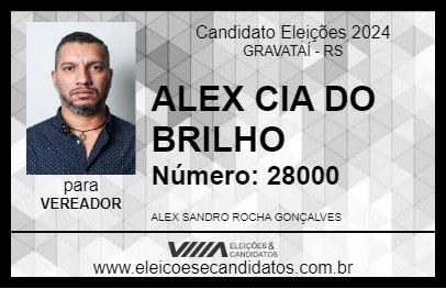 Candidato ALEX CIA DO BRILHO 2024 - GRAVATAÍ - Eleições