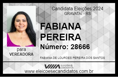 Candidato FABIANA PEREIRA 2024 - GRAVATAÍ - Eleições