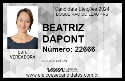 Candidato BEATRIZ DAPONT 2024 - BOQUEIRÃO DO LEÃO - Eleições