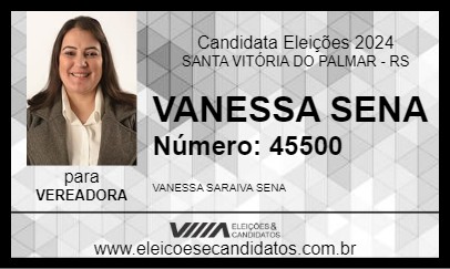 Candidato VANESSA SENA 2024 - SANTA VITÓRIA DO PALMAR - Eleições