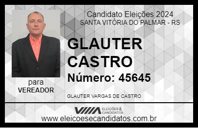 Candidato GLAUTER CASTRO 2024 - SANTA VITÓRIA DO PALMAR - Eleições