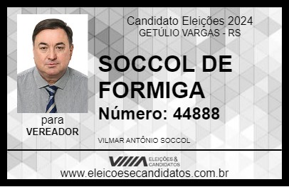 Candidato SOCCOL DE FORMIGA 2024 - GETÚLIO VARGAS - Eleições