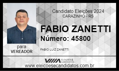 Candidato FABIO ZANETTI 2024 - CARAZINHO - Eleições