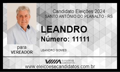 Candidato LEANDRO 2024 - SANTO ANTÔNIO DO PLANALTO - Eleições