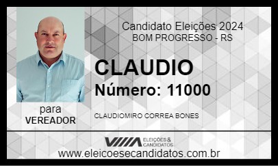 Candidato CLAUDIO 2024 - BOM PROGRESSO - Eleições