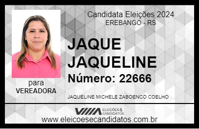 Candidato JAQUE JAQUELINE 2024 - EREBANGO - Eleições