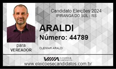 Candidato ARALDI 2024 - IPIRANGA DO SUL - Eleições