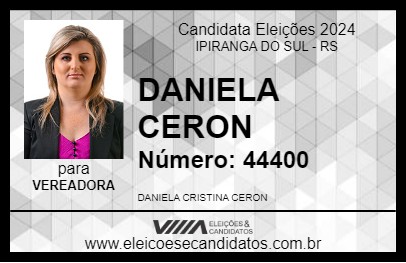 Candidato DANIELA CERON 2024 - IPIRANGA DO SUL - Eleições