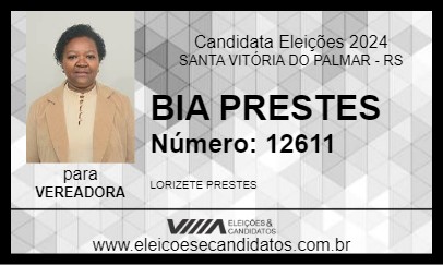 Candidato BIA PRESTES 2024 - SANTA VITÓRIA DO PALMAR - Eleições