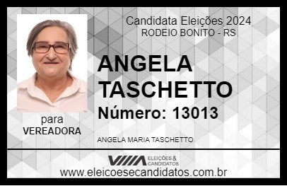 Candidato ANGELA TASCHETTO 2024 - RODEIO BONITO - Eleições