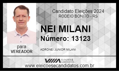 Candidato NEI MILANI 2024 - RODEIO BONITO - Eleições