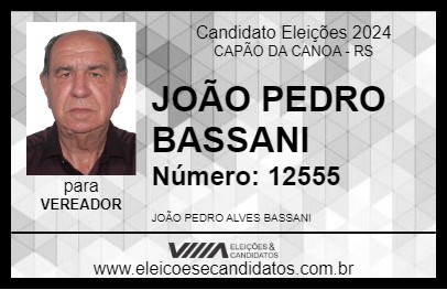 Candidato JOÃO PEDRO BASSANI 2024 - CAPÃO DA CANOA - Eleições