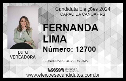 Candidato FERNANDA LIMA 2024 - CAPÃO DA CANOA - Eleições