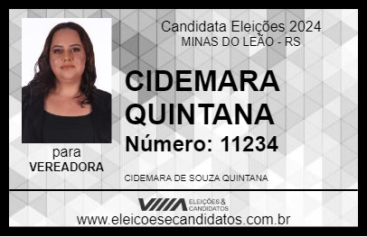 Candidato CIDEMARA QUINTANA 2024 - MINAS DO LEÃO - Eleições