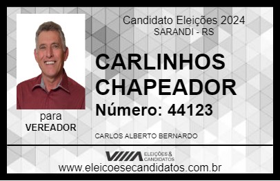 Candidato CARLINHOS CHAPEADOR 2024 - SARANDI - Eleições