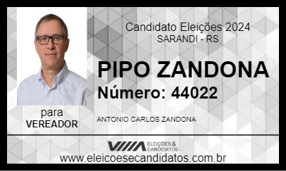 Candidato PIPO ZANDONA 2024 - SARANDI - Eleições