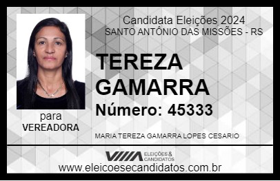 Candidato TEREZA GAMARRA 2024 - SANTO ANTÔNIO DAS MISSÕES - Eleições