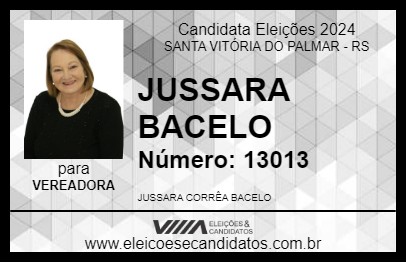 Candidato JUSSARA BACELO 2024 - SANTA VITÓRIA DO PALMAR - Eleições