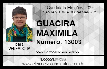 Candidato GUACIRA MAXIMILA 2024 - SANTA VITÓRIA DO PALMAR - Eleições