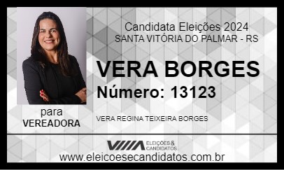 Candidato VERA BORGES 2024 - SANTA VITÓRIA DO PALMAR - Eleições