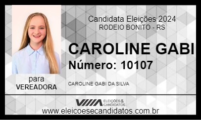 Candidato CAROLINE GABI 2024 - RODEIO BONITO - Eleições