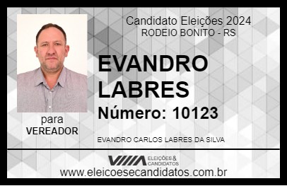 Candidato EVANDRO LABRES 2024 - RODEIO BONITO - Eleições