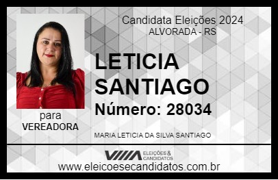 Candidato LETICIA SANTIAGO 2024 - ALVORADA - Eleições