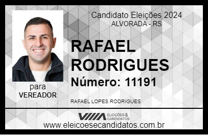 Candidato RAFAEL RODRIGUES 2024 - ALVORADA - Eleições