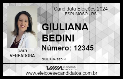 Candidato GIULIANA BEDINI 2024 - ESPUMOSO - Eleições