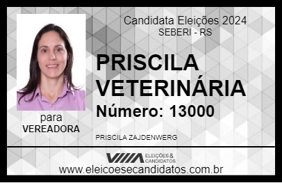 Candidato PRISCILA VETERINÁRIA 2024 - SEBERI - Eleições