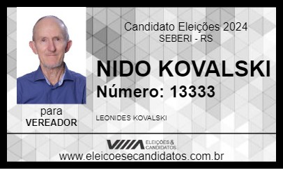 Candidato NIDO KOVALSKI 2024 - SEBERI - Eleições