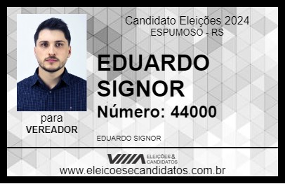 Candidato EDUARDO SIGNOR 2024 - ESPUMOSO - Eleições