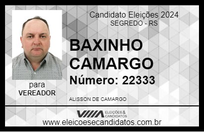 Candidato BAIXINHO CAMARGO 2024 - SEGREDO - Eleições