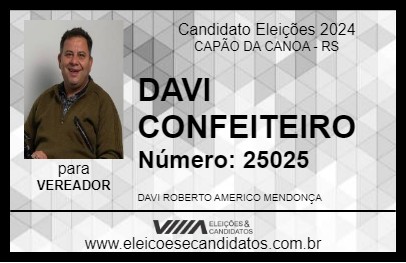 Candidato DAVI CONFEITEIRO 2024 - CAPÃO DA CANOA - Eleições