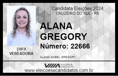 Candidato ALANA GREGORY 2024 - CRUZEIRO DO SUL - Eleições