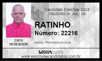 Candidato RATINHO 2024 - CRUZEIRO DO SUL - Eleições