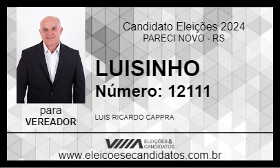 Candidato LUISINHO 2024 - PARECI NOVO - Eleições