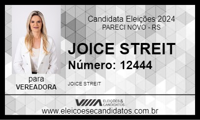 Candidato JOICE STREIT 2024 - PARECI NOVO - Eleições