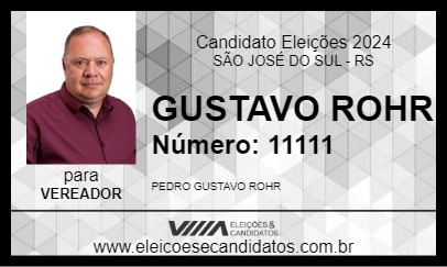 Candidato GUSTAVO ROHR 2024 - SÃO JOSÉ DO SUL - Eleições