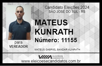 Candidato MATEUS KUNRATH 2024 - SÃO JOSÉ DO SUL - Eleições