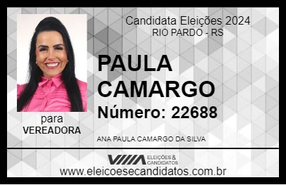 Candidato PAULA CAMARGO 2024 - RIO PARDO - Eleições